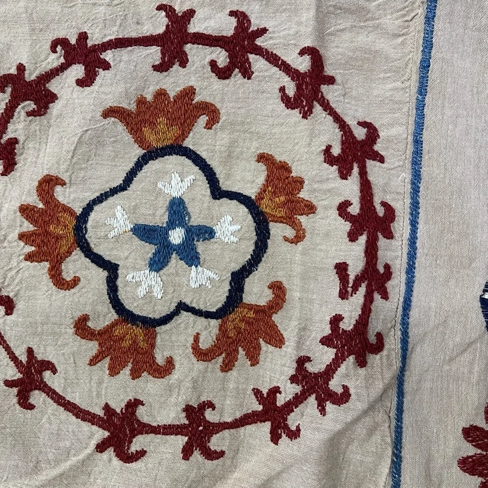 Global embroidered Twin XL duvet cover